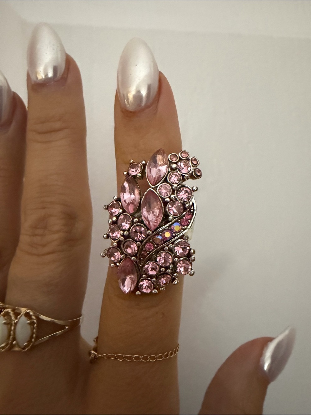 Pink Crystal Statement Cocktail Ring - Women Jewelry